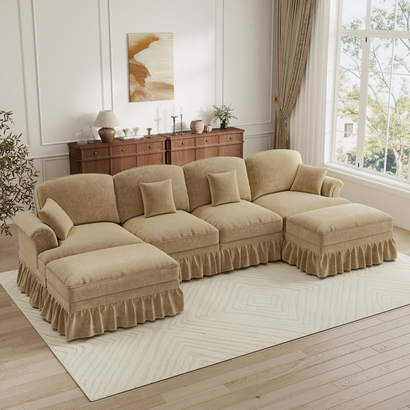  Sectionals Sofa, Living Room Set, U Shape Sofa, For Living Room, Light Coffee Chenille
