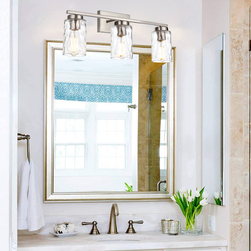 Eddystone Dimmable Vanity Light, 3, Nickel, 9.6" H x 23.6" W x 6.97" D