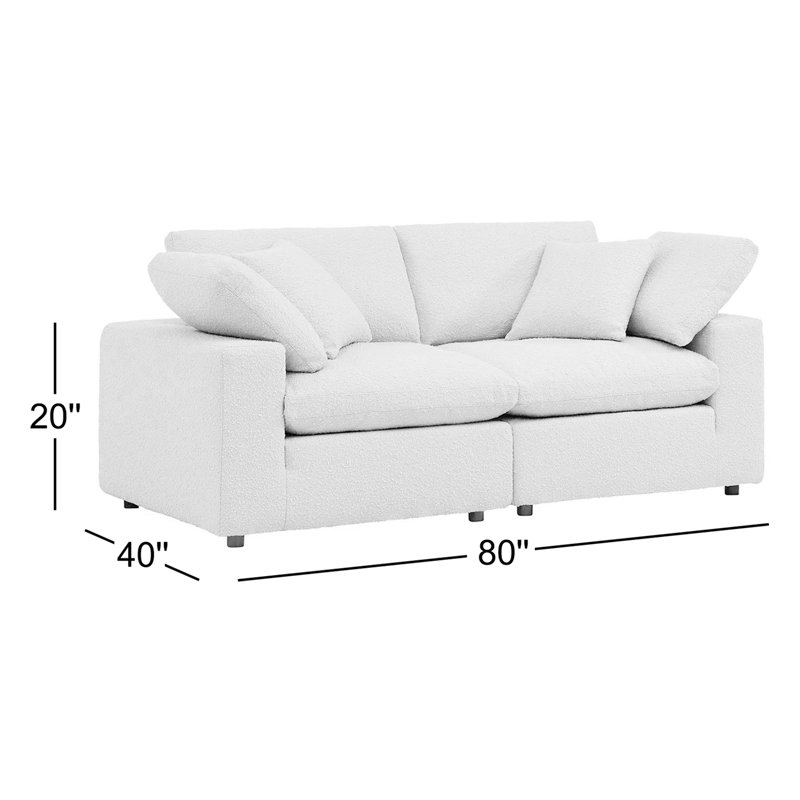 Modway Commix Down Filled Overstuffed Boucle Fabric Loveseat, Ivory Boucle