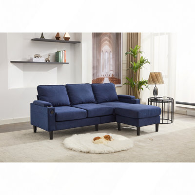 Sectional Sofa, Green Colour Combo Totally KD 3-Seater Sofa With Storage Ottoman Stool For Living Room Apartment And Bedroom