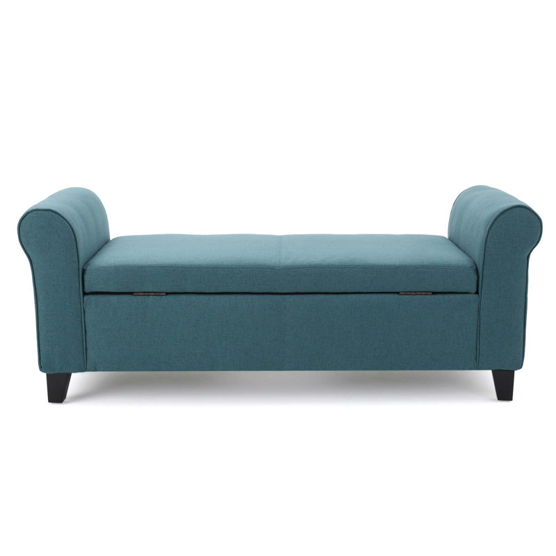 Banc de rangement rembourré Aisyah, Polyester sarcelle