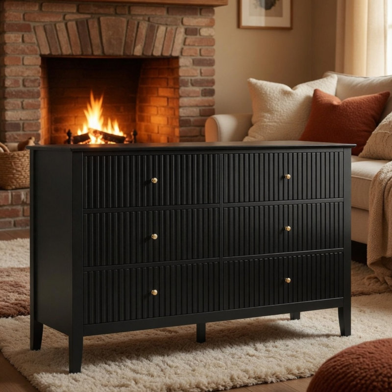 Commode au design rétro élégant, Black