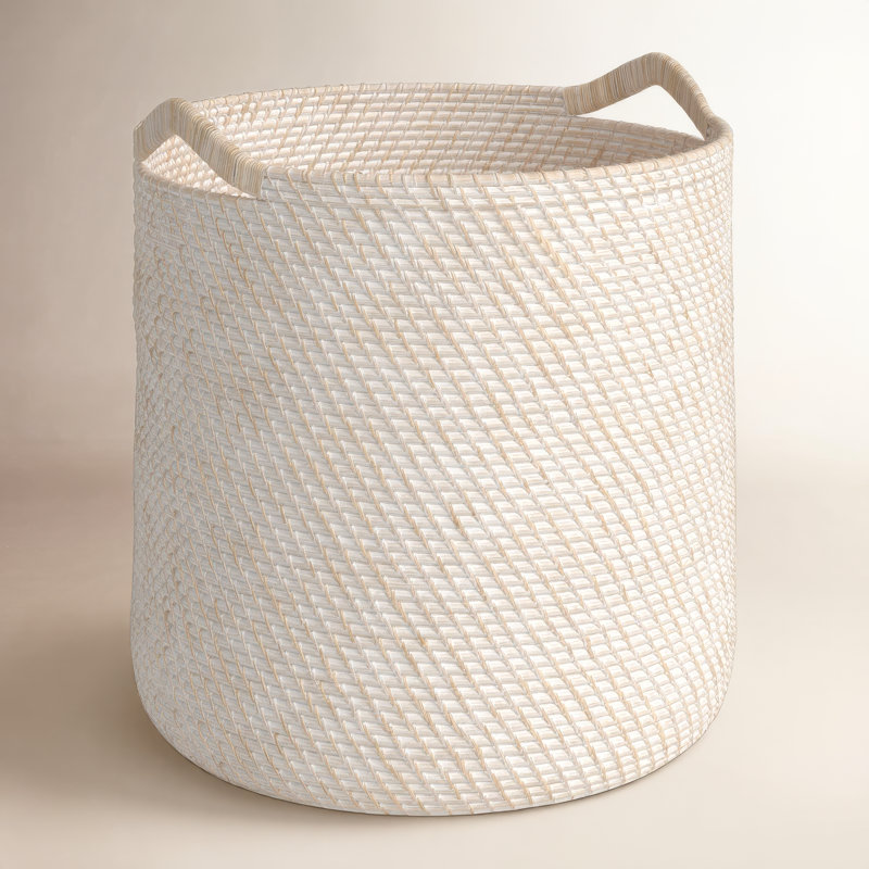 Panier en rotin Jettie, Blanc