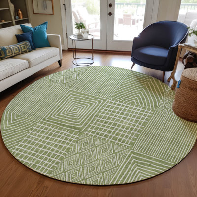  Machine Washable Indoor/Outdoor Chantille ACN990 Green Area Rug