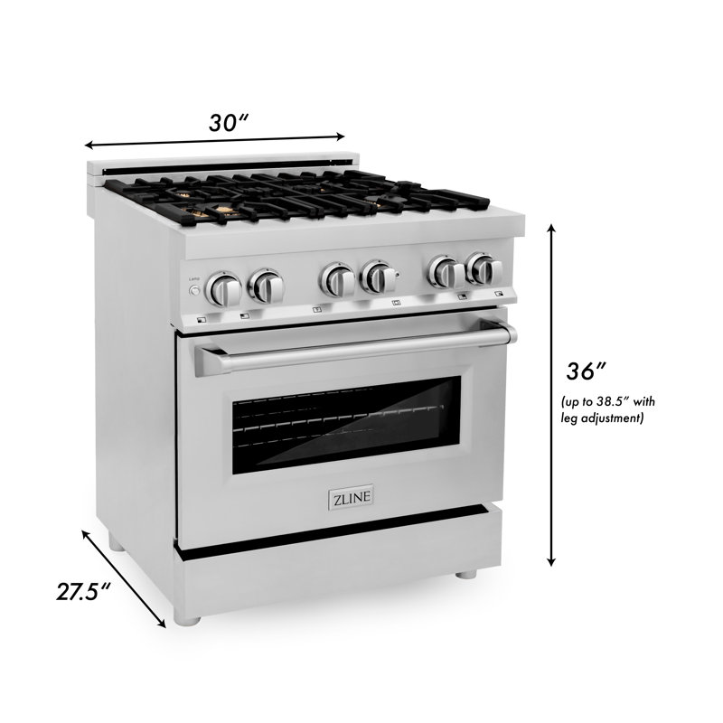 ZLINE 30" Legacy Dual Fuel Range, Brass Burners Stainless Steel