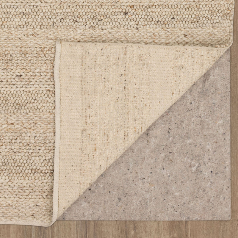 Tableau Wool/Viscose Beige Area Rug, Rectangle 5' x 8'
