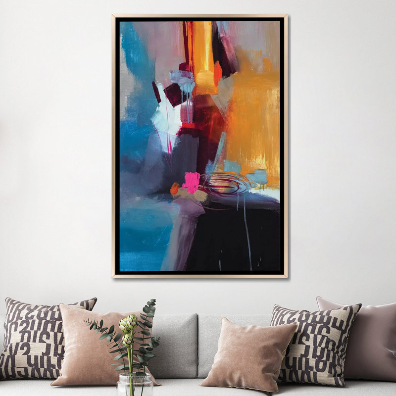 Estampe numérique sur toile Jazzy Abstract VII, Toile champagne avec cadre flottant, Pas de tapis