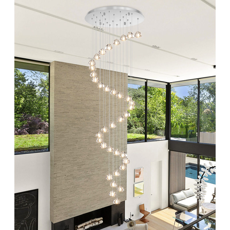 Chandelier moderne en cristal glam, H 197 po x l 27,5 po x P 27,5 po, 36