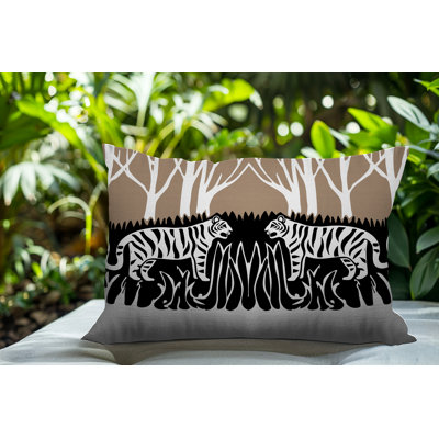 Oreiller rectangulaire réversible intérieur / extérieur Maka Tiger