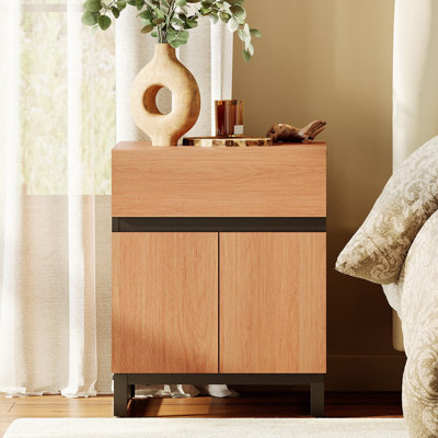 Table de chevet avec 1 tiroir et 1 armoire de rangement Aadam