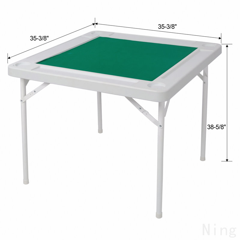 Table carrée pliante à cartes, table de Mahjong avec feutre vert, plateaux à copeaux et porte-gobelets, tables de domino portables pour 4 joueurs, tables de jeu de cartes pour le jeu de poker de mahjong