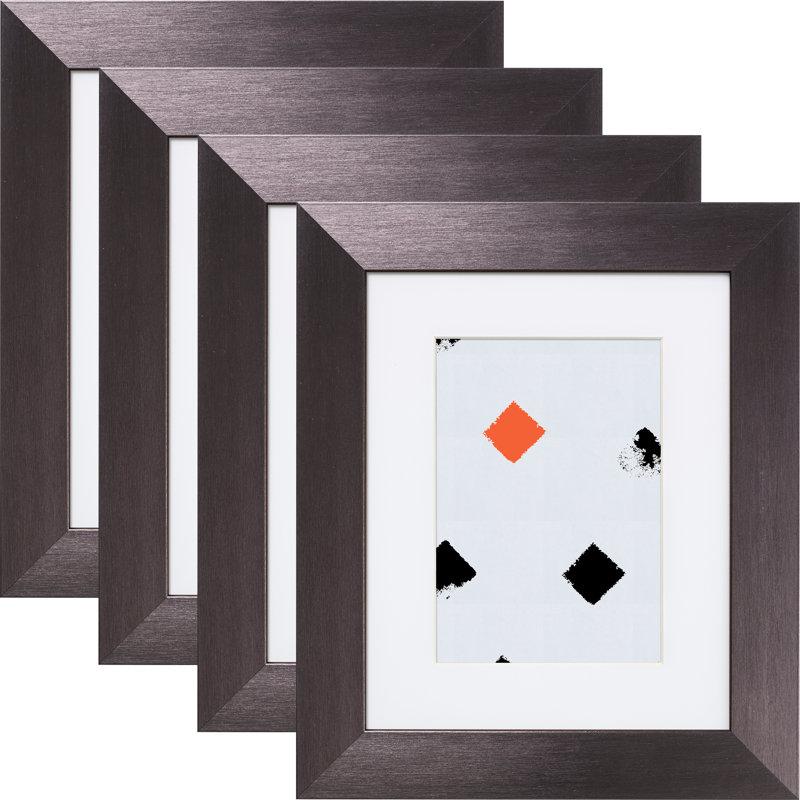Ensemble de 4 cadres muraux Ramsdell, Gris anthracite, 10 po x 12 po emmêlé à 8 po x 10 po