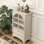 Armoire de rangement vitrée à porte en verre 52,17 "avec 2 tiroirs et tablette réglable, espace de rangement spacieux