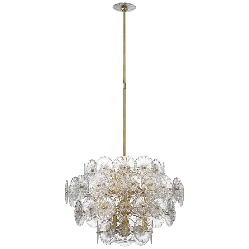 Julie Neill Gianna 24" Chandelie, Clear, Burnished Silver Leaf