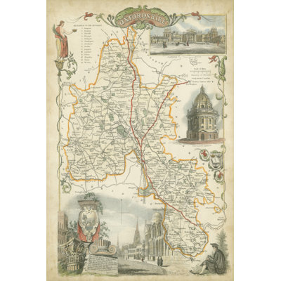 Map Of Oxfordshire 1 Piece Wrapped Canvas Wall Art