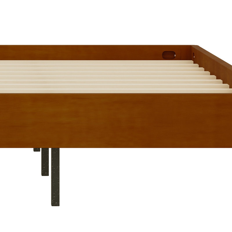 Contemporary Platform Bed Frame with Minimalist Style, Brown, King