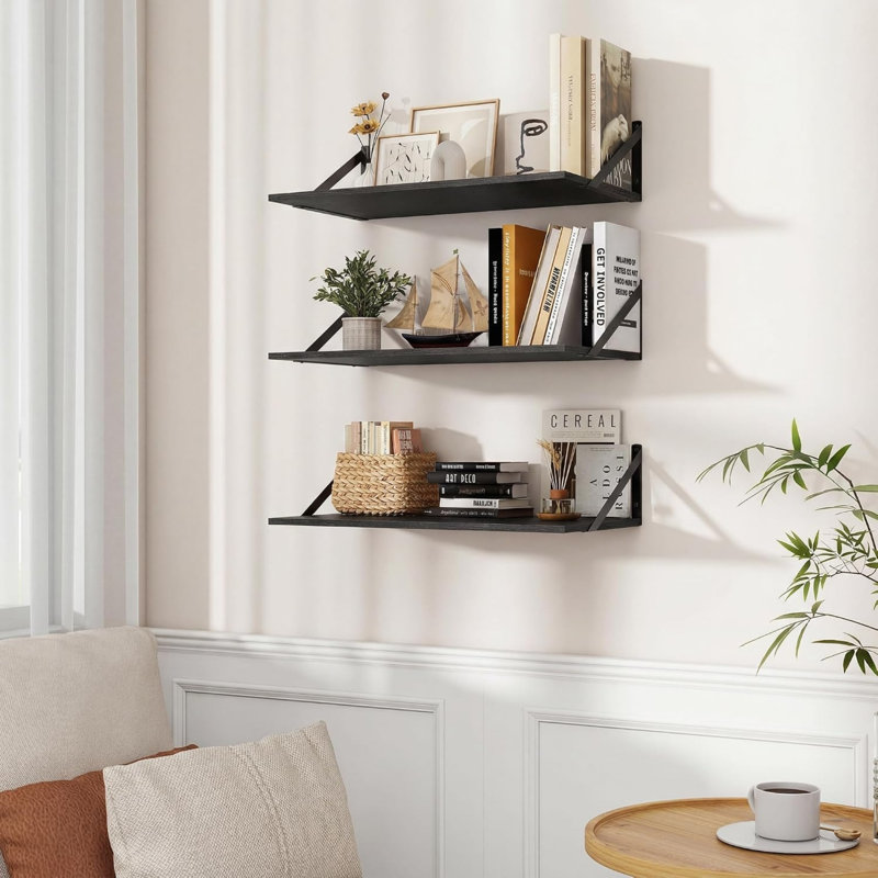12.7 cm H x 60.93 cm W Floating Shelf Bookcase, Black