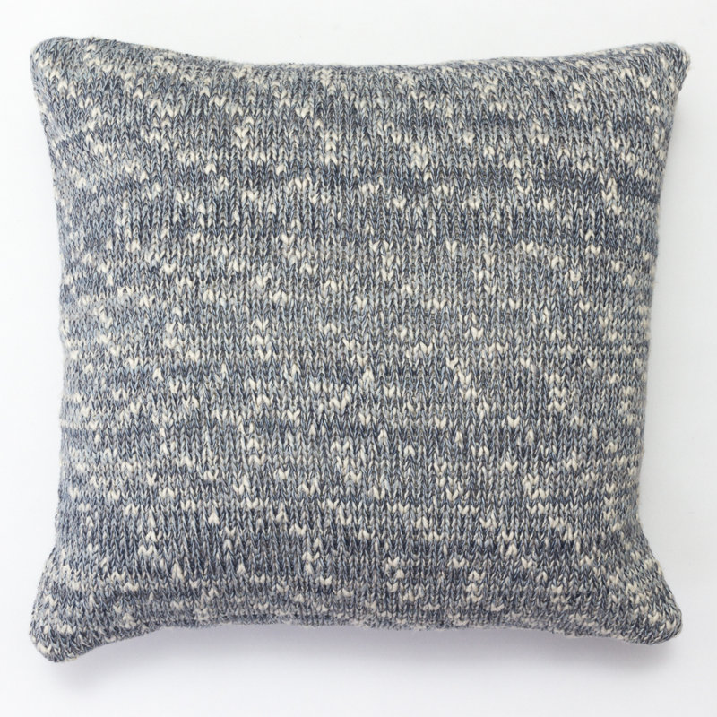 Indigo Knitted Cotton Throw Pillow with Removable Cover