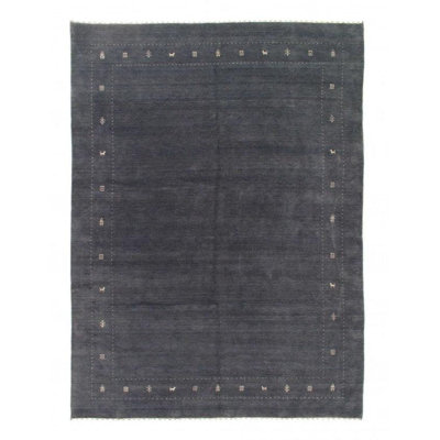 Tapis gris foncé en coton / laine de couleur unie 8 pi 11 po x 11 pi 11 po Xea