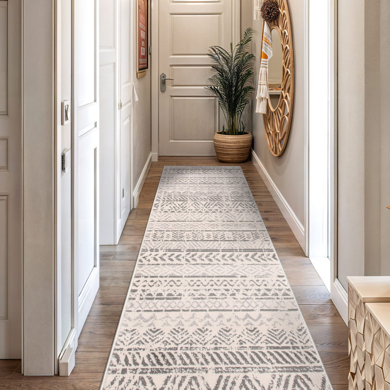 Humphrey Southwestern Light Gray/Dark Gray/Ivory Area Rug in Gray, Runner 2'7" x 10'