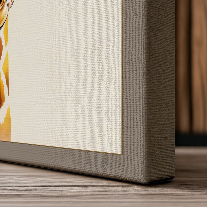 Giraffe Portrait Minimalist - Wrapped Canvas, 24x16 - 61.0 x 40.6 cm, Taupe Border