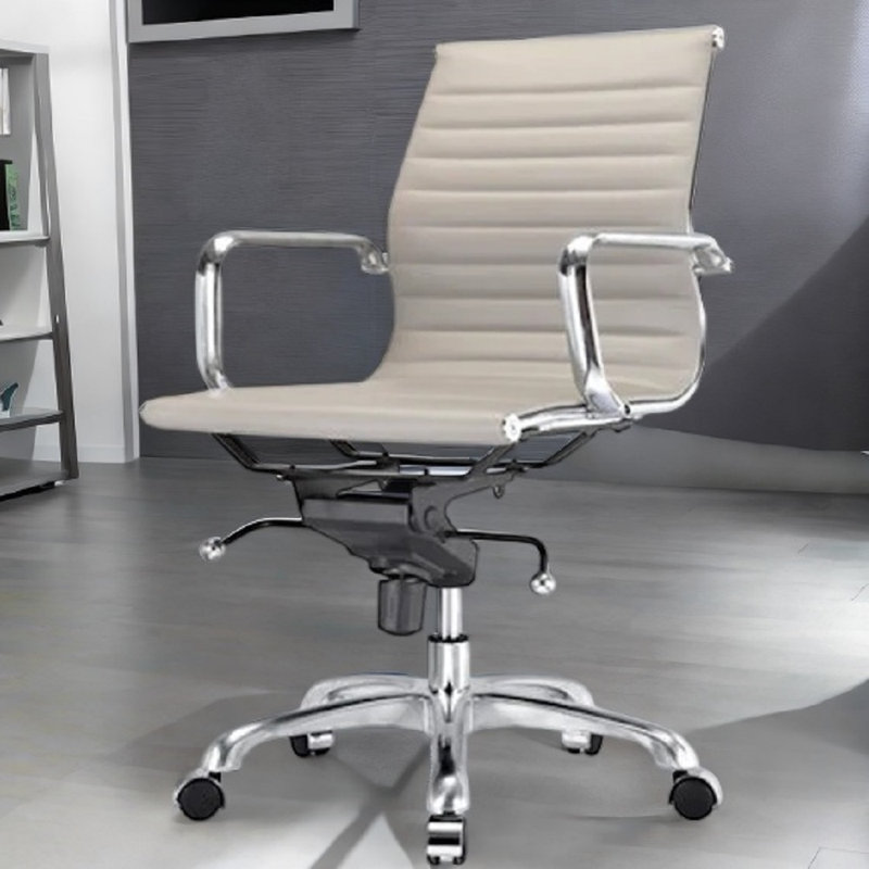 Lonty Leather  Office Chair, Gray, Silver