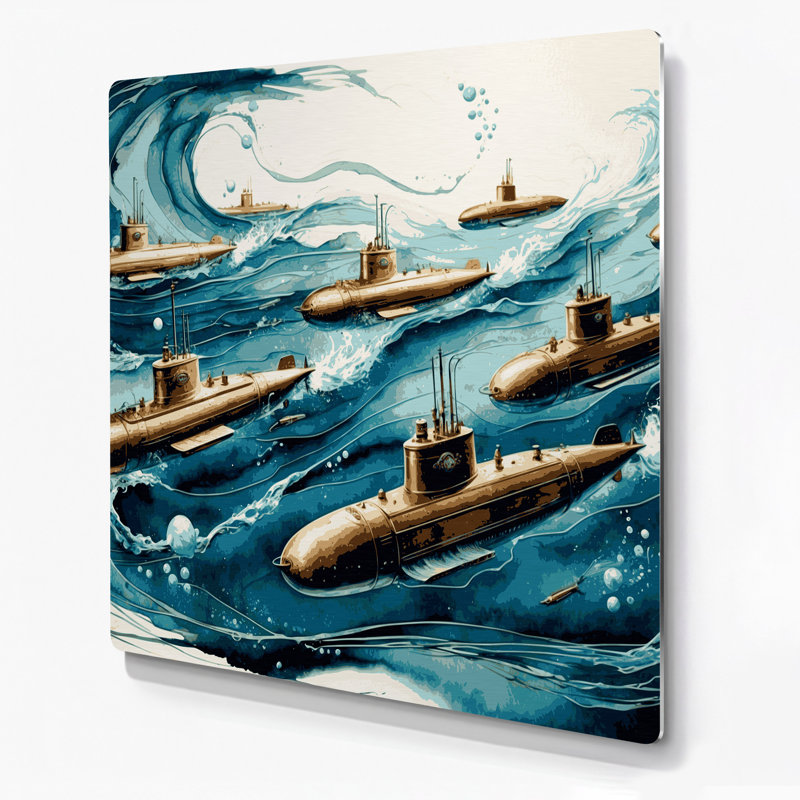 Art mural nautique sous-marin gris, H 8 po x l 8 po