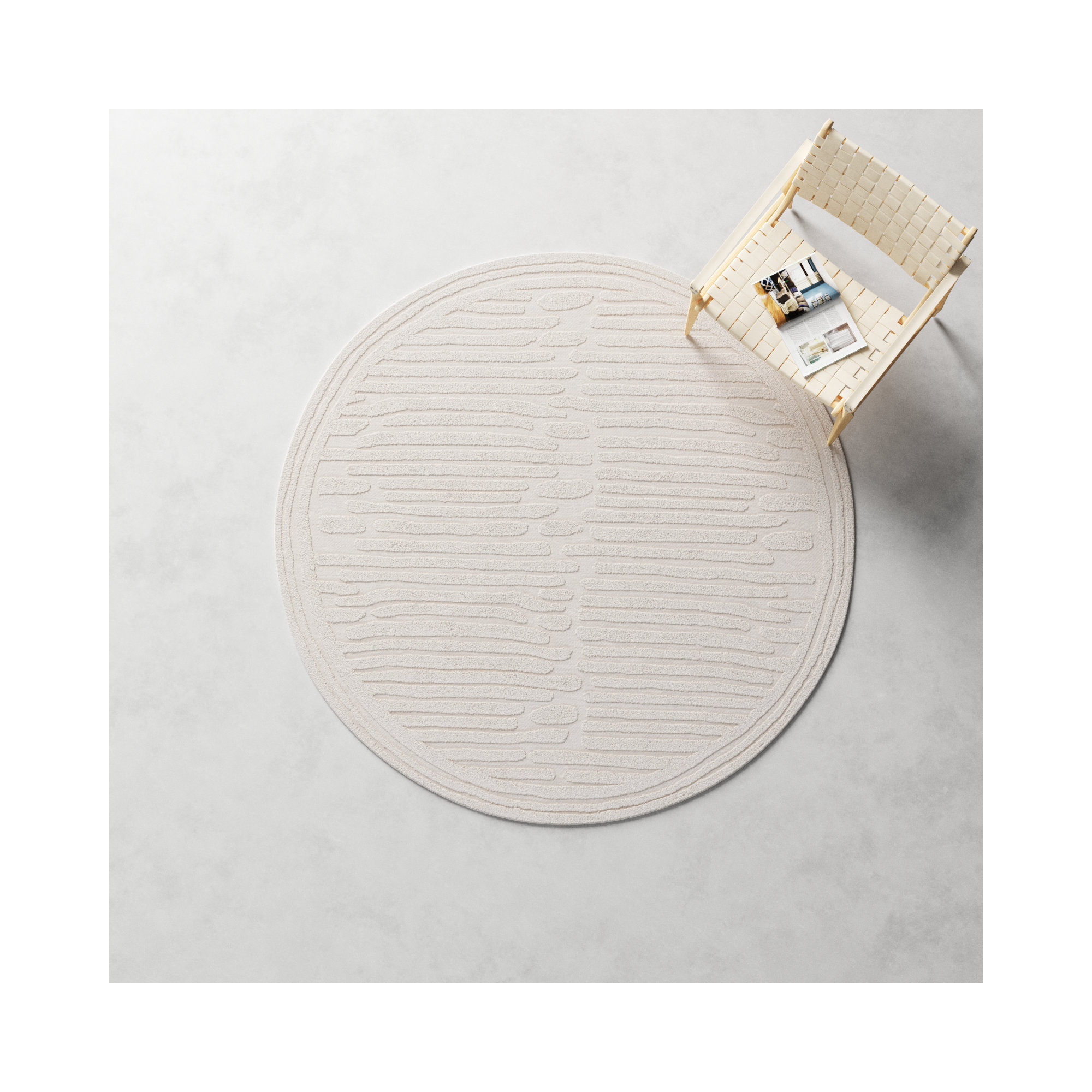 Elona Handmade Ivory Rug, Round 6'