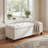 Ottoman Bench With Storage, White Boucle Surface, Rubber Wood Legs, 300 Lbs Capacity