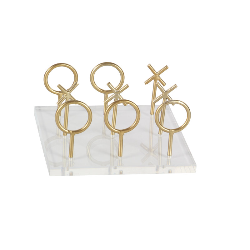 Gold and Clear Acrylic Tic Tac Toe Game Set