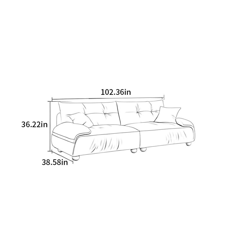 Mid Ancient Style Cream Straight Sofa