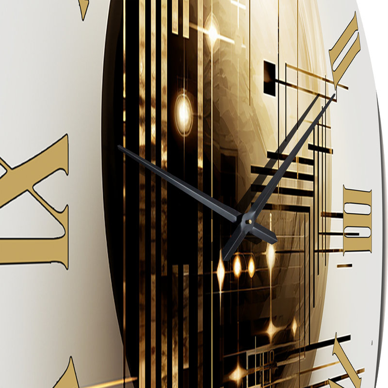 Horloge murale Golden Geometric Glam Full Moon III, Moyenne
