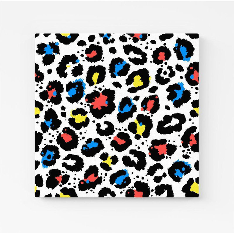 Coloured Leopard - Wrapped Canvas Print, 16cm H x 16cm W x 3.8cm D