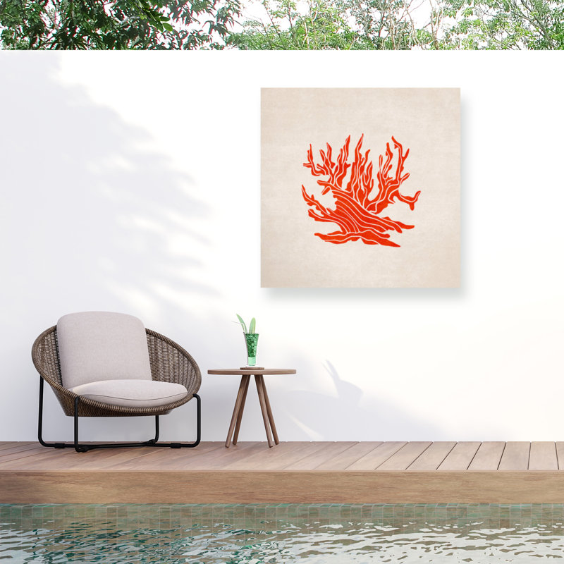 Corail bolologien sur toile, H 35 po x l 35 po