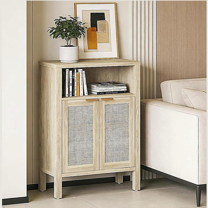 Coffee Bar Cabinet with Adjustable Shelf, Buffet Cabinet with Storage, Natural