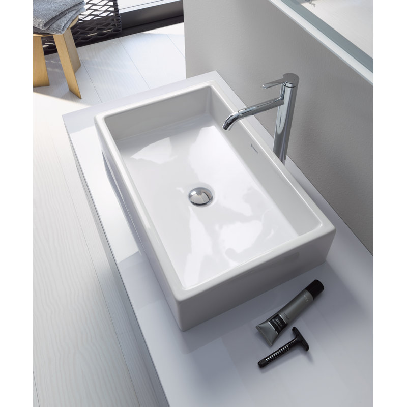 Lavabo de salle de bain mural rectangulaire en céramique avec trop-plein Vero, Centres de 8 po