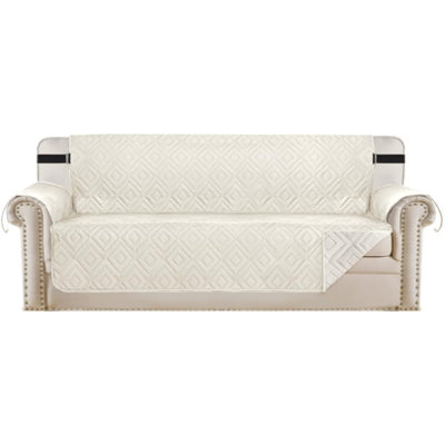 Reversible Box Cushion Sofa Slipcover for Dogs/Cats/Pets Quilted Furniture Protector with Non Slip Elastic Strap Water Resistant Sofa Covers Couch Covers