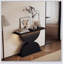 Console en bois 47 po avec demi-cercles 47 po et structure en bois martelé avec entrée et éclairage à DEL