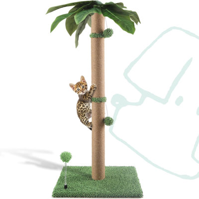 Grattoir pour chat d'intérieur avec boules suspendues de 34 po de hauteur avec base stable Pomesea