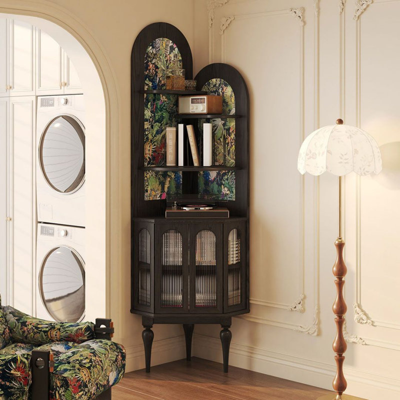 Black Solid Wood Corner cabinet