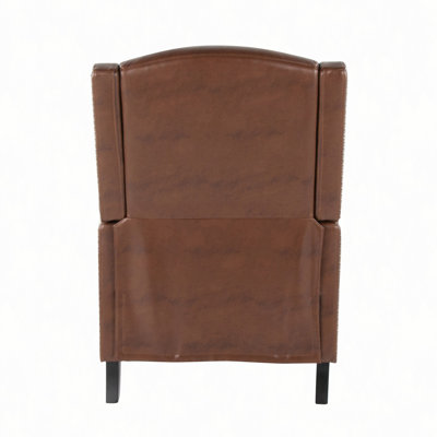 Fauteuil inclinable Stanley de style transitionnel en bois et similicuir