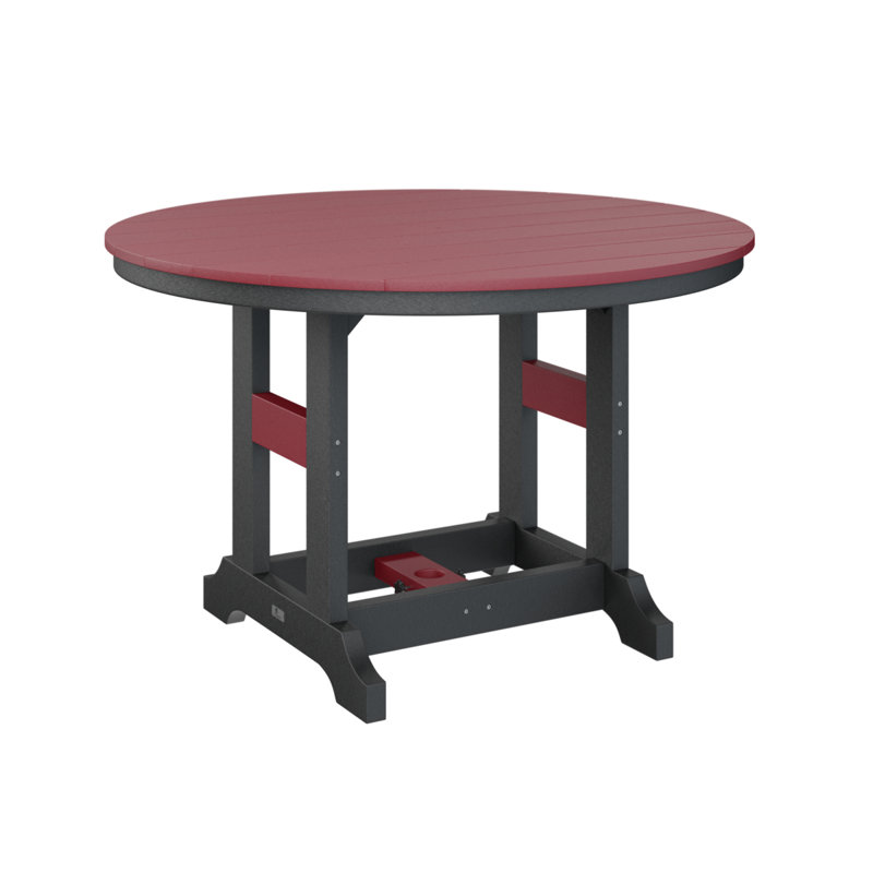 Garden Classic Outdoor Round Bar Table, Scarlet Red, Black