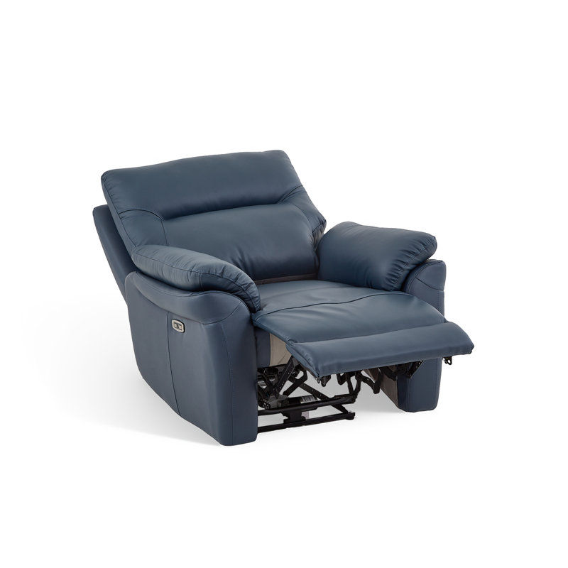 99cm Wide Leather Match Standard Recliner, Leather Match - Blue