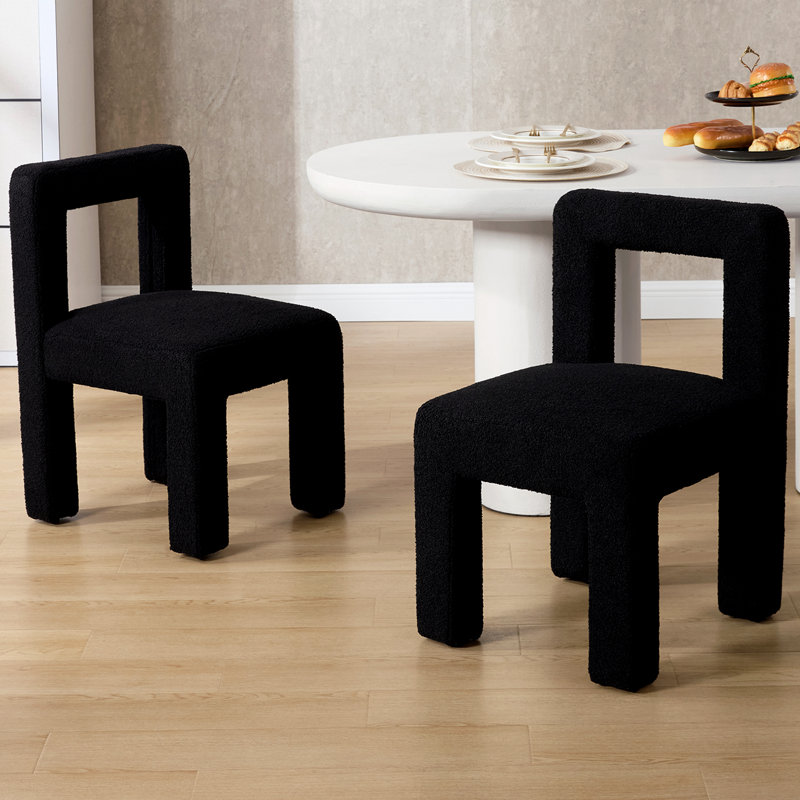 Chaises de salle à manger rembourrées modernes avec dossier pour la salle à manger / salon, Noir, noir, noir, noir