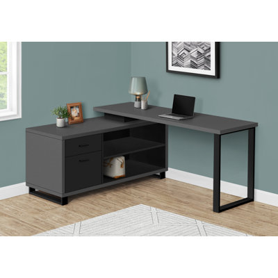 Aijalon Computer Desk, Home Office, Corner, Storage Drawers, L Shape, Work, Laptop, Metal