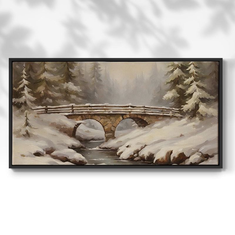 «Landscape Series» -CCVIV- Toile tendue avec châssis tendue, prête à être accrochée, H 17 po x l 33 po, Noir