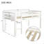 Lit simple mezzanine en bois Lit mezzanine bas avec échelle, simple, blanc-103523026