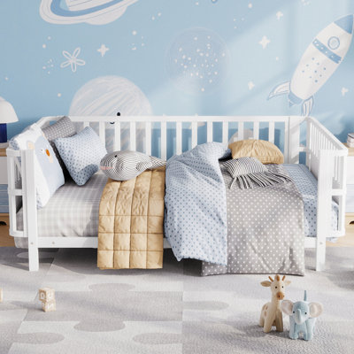 Metal Platform Bed for Kids, Metal Low Profile Full Bed with Rails for Girls and Boys