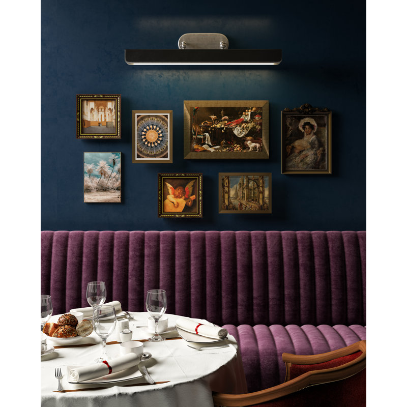 Valise Dimmable LED Wall Mounted Picture Light, Vintage Brass/Tuxedo