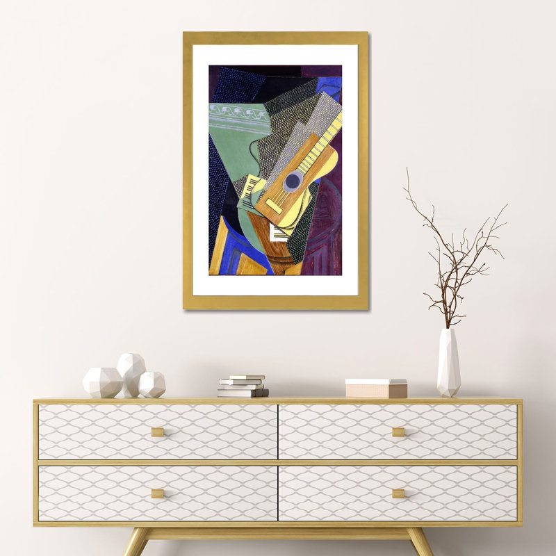 Guitare sur table Table sur une table, 1916 par Juan gris, reproduction d’art, H 24 po x l 16 po x P 1 po, Blanc